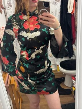 NWT Zara satin oriental Asian inspired mini dress